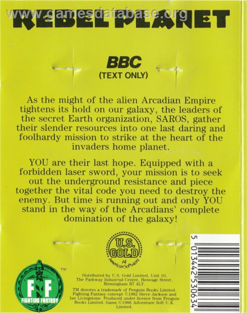 Rebel Planet - Acorn BBC Micro - Artwork - Box Back