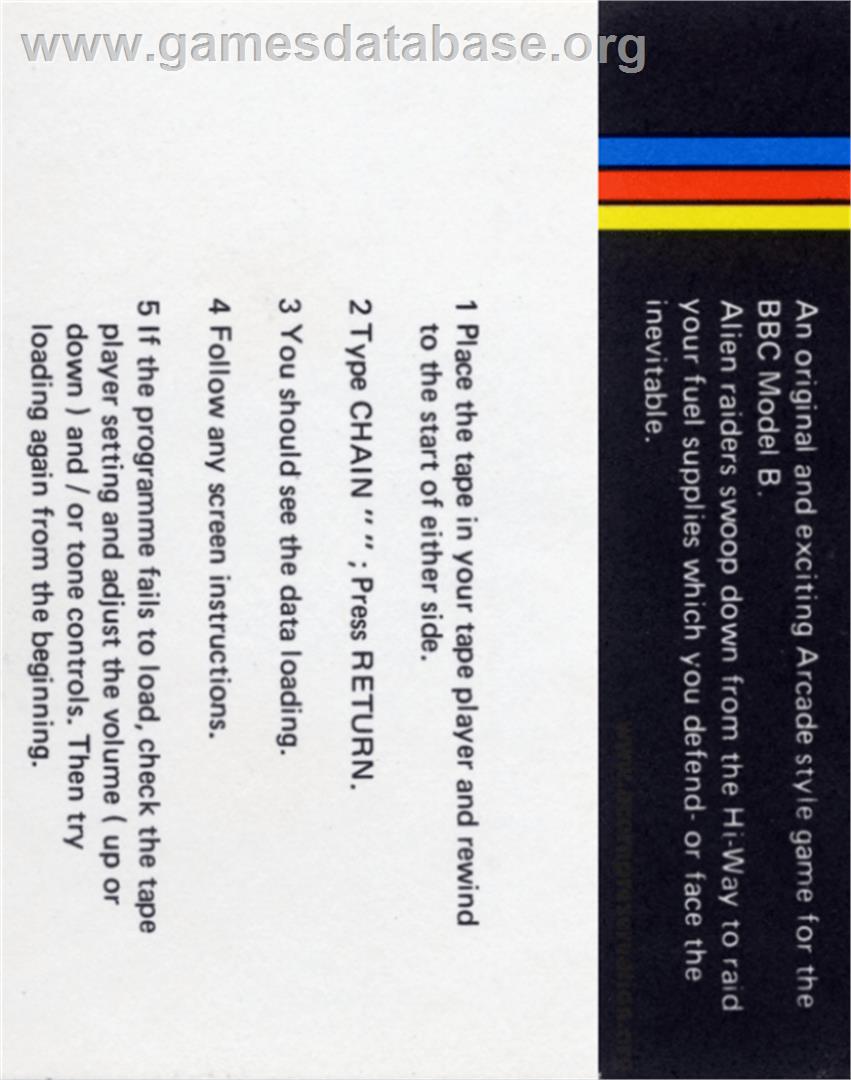 Space Hi-way - Acorn BBC Micro - Artwork - Box Back