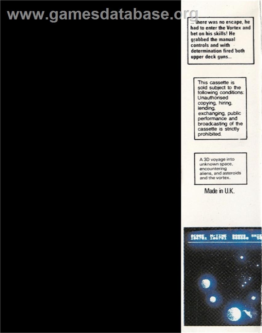 Vortex (Anthony Bartram) - Acorn BBC Micro - Artwork - Box Back