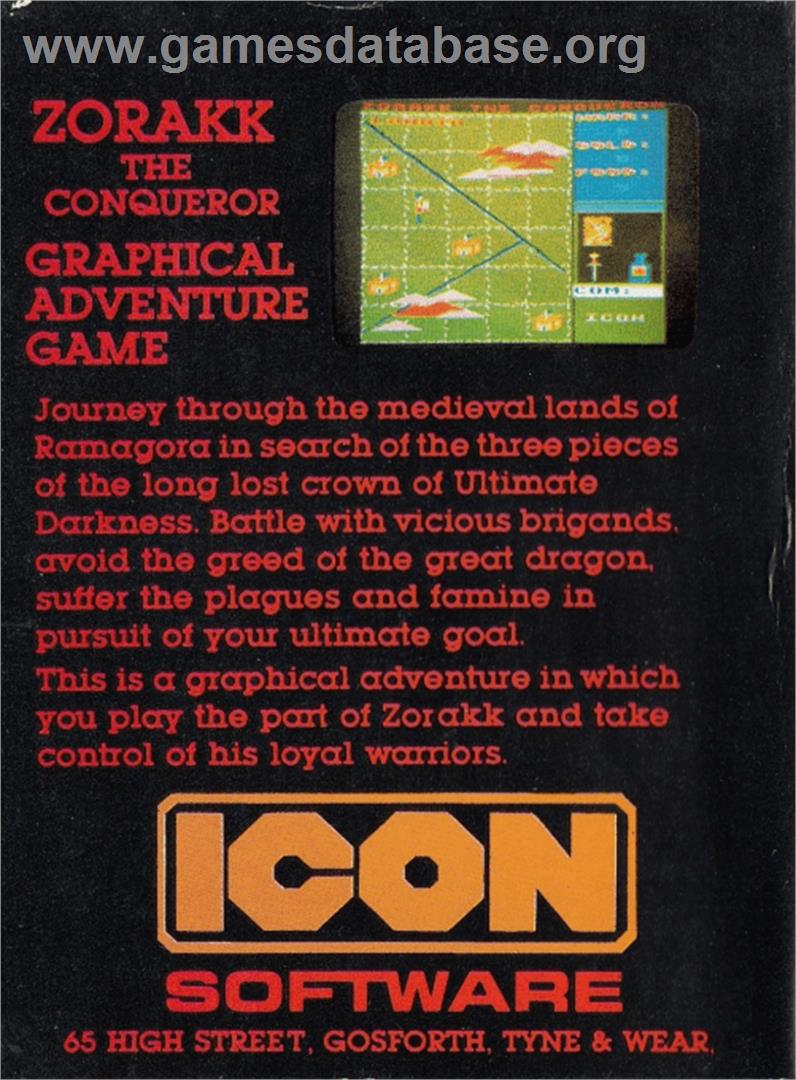 Zorakk The Conqueror - Acorn BBC Micro - Artwork - Box Back
