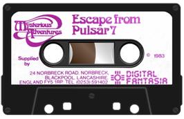 Cartridge artwork for Escape from Pulsar 7 on the Acorn BBC Micro.