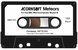 Cartridge artwork for Meteors on the Acorn BBC Micro.