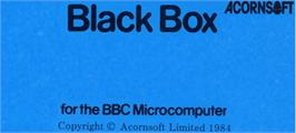 Top of cartridge artwork for Black Box on the Acorn BBC Micro.