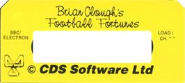 Top of cartridge artwork for Brian Clough's Football Fortunes on the Acorn BBC Micro.