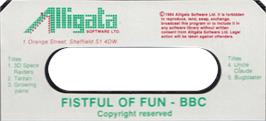 Top of cartridge artwork for Fistful Of Fun on the Acorn BBC Micro.