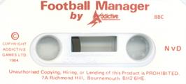 Top of cartridge artwork for Football Manager on the Acorn BBC Micro.