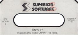 Top of cartridge artwork for Gnasher on the Acorn BBC Micro.