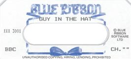Top of cartridge artwork for Guy In The Hat, The on the Acorn BBC Micro.
