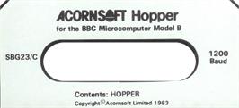 Top of cartridge artwork for Hopper on the Acorn BBC Micro.