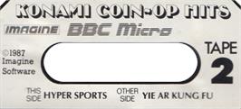 Top of cartridge artwork for Hyper Sports on the Acorn BBC Micro.