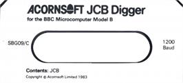 Top of cartridge artwork for JCB Digger on the Acorn BBC Micro.