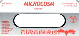 Top of cartridge artwork for Microcosm on the Acorn BBC Micro.