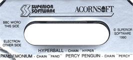 Top of cartridge artwork for Pandemonium on the Acorn BBC Micro.