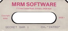 Top of cartridge artwork for Secret Sam 1 on the Acorn BBC Micro.