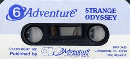 Top of cartridge artwork for Strange Odyssey on the Acorn BBC Micro.