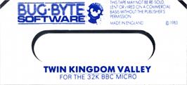 Top of cartridge artwork for Twin Kingdom Valley on the Acorn BBC Micro.