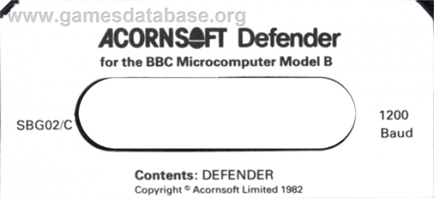 Defender - Acorn BBC Micro - Artwork - Cartridge Top