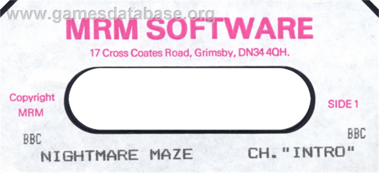 Nightmare Maze - Acorn BBC Micro - Artwork - Cartridge Top