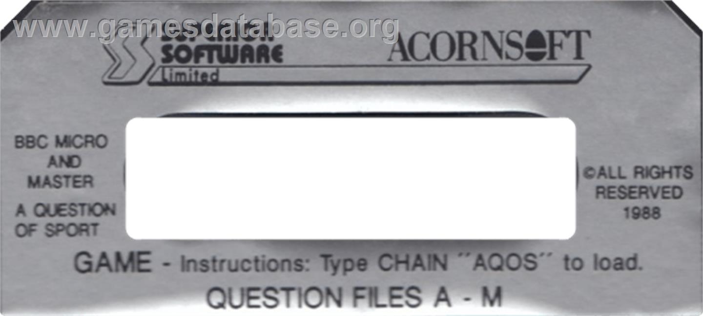 Question Of Sport, A - Acorn BBC Micro - Artwork - Cartridge Top