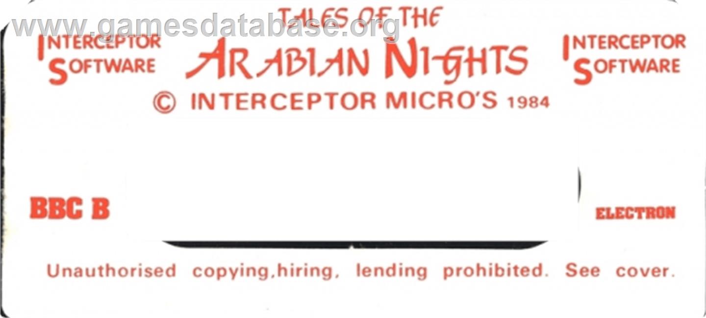 Tales Of The Arabian Nights - Acorn BBC Micro - Artwork - Cartridge Top