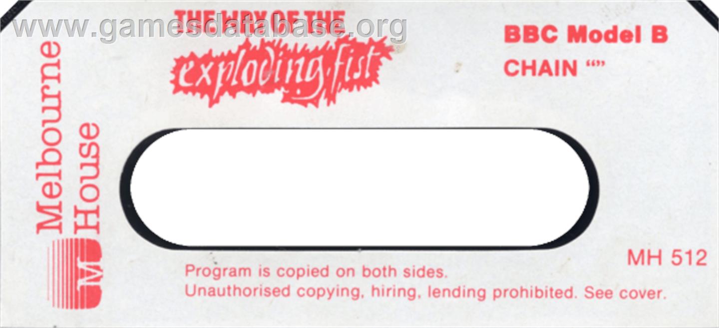 Way Of The Exploding Fist, The - Acorn BBC Micro - Artwork - Cartridge Top
