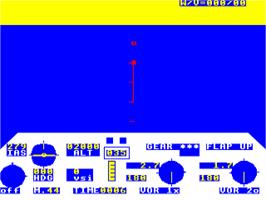 In game image of 737 Flight Simulator on the Acorn BBC Micro.