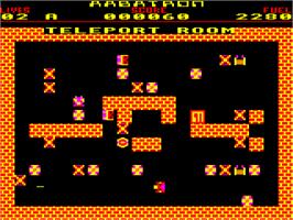 In game image of Aabatron on the Acorn BBC Micro.