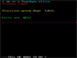 In game image of Adventures of Buckaroo Banzai, The - Across the 8th Dimension! on the Acorn BBC Micro.