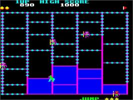 In game image of Amidar on the Acorn BBC Micro.
