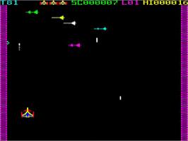 In game image of Arcadia on the Acorn BBC Micro.