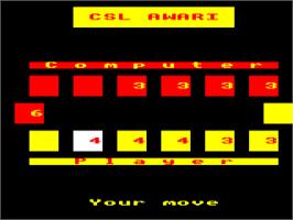 In game image of Awari on the Acorn BBC Micro.