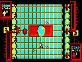 In game image of Ballistix on the Acorn BBC Micro.