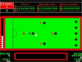In game image of Bar Billiards on the Acorn BBC Micro.