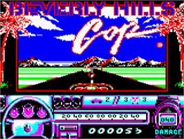 In game image of Beverly Hills Cop on the Acorn BBC Micro.