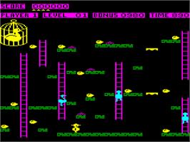 In game image of Chuckie Egg - Egg, The Upgrade on the Acorn BBC Micro.