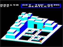 In game image of Crystal Castles on the Acorn BBC Micro.