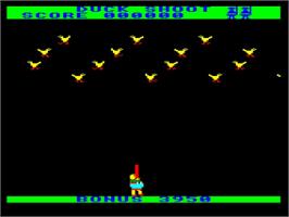 In game image of Duck Shoot on the Acorn BBC Micro.