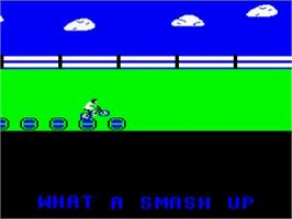 In game image of Eddie Kidd Jump Challenge on the Acorn BBC Micro.