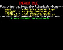 In game image of Emerald Isle on the Acorn BBC Micro.