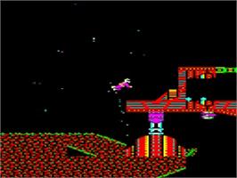 In game image of Exile on the Acorn BBC Micro.