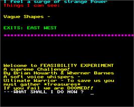 In game image of Feasibility Experiment on the Acorn BBC Micro.