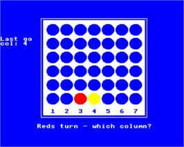 In game image of Four In A Row on the Acorn BBC Micro.