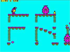 In game image of Frak! on the Acorn BBC Micro.