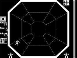In game image of Free Fall on the Acorn BBC Micro.