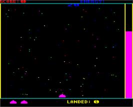 In game image of Galactic Landers on the Acorn BBC Micro.