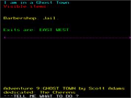 In game image of Ghost Town on the Acorn BBC Micro.
