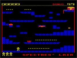 In game image of Ghoulies on the Acorn BBC Micro.