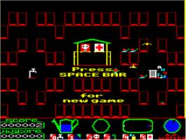 In game image of Growing Pains on the Acorn BBC Micro.