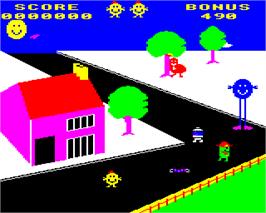 In game image of Hi-Bouncer on the Acorn BBC Micro.