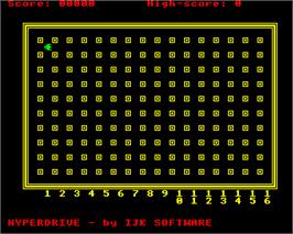 In game image of Hyperdrive on the Acorn BBC Micro.